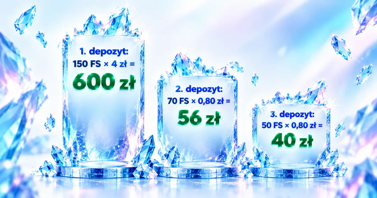 Darmowe spiny ICE Casino: liczba spinów i wartość spinu przy 1., 2. i 3. depozycie