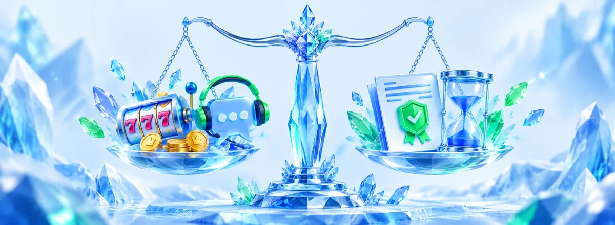 ICE Casino opinie – waga z plusami i minusami kasyna na lodowym tle
